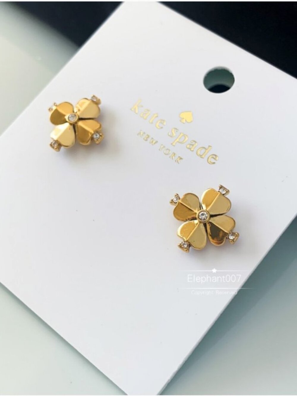 Kate Spade Gold Flower Stud Earrings Crystal Center Floral Studs